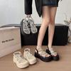 Moda Verão 2025 Sapatos Romanos de Praia Elegantes Lindo Aumenta Altura Sandálias de Solado Grosso para Mulheres