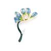 Nuevo Broche Nicho Divertido Personalidad Artístico Medio Crisantemo Goteo de Aceite y Diamante Exquisito Flor Lazo Pins para Hombres y Mujeres