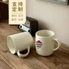 Caneca de cerâmica cor creme com boca de lótus, impressão de logotipo, gravação a laser, caneca de escritório