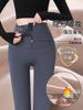 Leggings Cinza para Mulheres 2026 Nova Primavera e Outono Calças Finas de Algodão Cintura Alta Controle de Barriga Levanta Bumbum Yoga Calças Tubarão