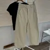 Calça Cargo Khaki Wide-Leg Retrô Japonesa para Mulheres Primavera e Outono Modelagem Solta Valoriza a Cintura Alta Perna Curva Calça de Avó Calça Longa