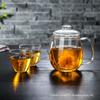 Pinguim de alto borossilicato de três peças Copa Kung Fu Tea Set com filtro Tea Pot
