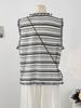 Chal de Punto sin Mangas con Cuello Redondo y Borde de Borlas Rayado Coreano para Mujer, Verano, Rejuvenecedor, Jersey de Lino de Alta Gama, Ropa para Mujer