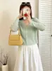 Jaqueta casual leve versátil plus size 2026 primavera-verão cardigã de tricô solto para mulheres plus size, top curto
