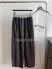 Calça de Vovó Casual Estilo Coreano 80% Algodão com Blocos de Cor de Cintura Alta e Cor Contrastante para Mulheres, Calça Reta de Perna Larga com Caimento Relaxado, Coleção Outono 2025