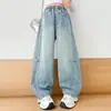 Jeans de Mezclilla para Niñas, Nuevos Pantalones Casuales de Pierna Ancha para Primavera y Otoño 2026
