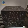 Banco quadrado de concreto translúcido com céu estrelado preto, assento luminoso para paisagismo residencial, pufe de cimento translúcido para lazer ao ar livre