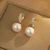 Nuevos Pendientes de Moda con Diseño Único, Pendientes Geométricos en Forma de U con Circonita, Efecto Adelgazante para Caras Redondas, Pinzas de Perla para Orejas al por Mayor