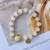 Pulsera de cristal con cuentas de flores de conejo linda fresca para mujer, simple, estilo Mori, para amigas, pulsera