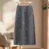 Falda de Lentejuelas de Línea A Versátil y a la Moda para Mujer, Nuevo Estilo Otoño/Invierno 2026, Elegante Falda Recta de Cintura Alta Adelgazante de Longitud Media