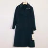 Liquidación, sin devoluciones ni cambios: abrigo de lana elegante para mujer, de alta calidad, corte holgado, con cinturón de corbata y cuello largo con muesca