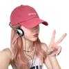 Boné de Baseball Rosa com Peruca para Mulheres, Estilo Doce Cool da Moda Versátil Peruca Longa Cacheada Dopamina Peruca Completa