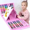 145 Caja de Aluminio de Doble Capa Traje de Pintura Infantil Pincel Pluma de Acuarela Crayón Bastoncillo de Óleo Suministros de Arte para Estudiantes Caja de Regalo