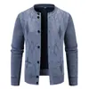 Cardigan de Tricô Botões Gola Alta Jacquard Diamante Masculino Jaqueta de Tricô Engrossada Tamanho Grande Multicor Atacado de Comércio Exterior