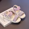 Sandalias Nuevas para Niñas 2026 Estilo Princesa de Verano Suela Suave Antideslizantes Velcro Zapatos de Playa Sandalias Romanas para Niños