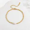 Dongguan Acero de Titanio Joyería Chapado Eléctrico PVD Cadena de Cuentas de Arroz Estilo Perla Ins Conjunto de Pulsera y Collar de Acero Inoxidable No se Desvanece para Mujeres