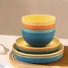Conjunto de Tigelas e Pratos Transfronteiriços Palha de Trigo Tigela Doméstica Copo Prato Talheres Portáteis Prato de Jantar Prato de Copo Tigela de Arroz