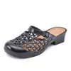 Mama Hollow Sandalias de Media Pantufla de Color Sólido Estilo Coreano con Puntera Cerrada, Plástico Elevado Antideslizante, Tacón Medio Engrosado para Mujer, Verano, Tacón Grueso