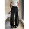 Pantalones anchos de pliegues tridimensionales con silueta en A, pantalones casuales para hombre, nuevo diseño de primavera y otoño, holgados y con caída, pantalones de largo hasta el suelo