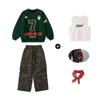 Roupas de Moda Infantil Hip-hop Conjunto de Moletom Largo para Meninos Fantasia de Dança Fantasia de Performance Hip Hop Infantil para Meninas