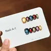 Paleta de Colores de Dios Gato Estilo Francés Ojo de Gato Uñas Portables Hechas a Mano para Verano, Aspecto de Alta Gama, Efecto Iluminador Arte de Uñas Portátil