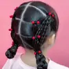 Elástico de Cabelo Infantil Estilo Coreano com Contas Vermelho Cereja para Bebês Que Não Machuca o Cabelo Conjunto de Couro Pequeno Fresco Elástico de Cabelo Faixa de Cabeça