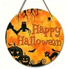 Decoração de Parede Pendurada de Madeira Impressa Transfronteiriça em Cores Laranja e Preto Contrastantes com Design de Gato, Abóbora e Teia de Aranha para Decoração Temática de Halloween