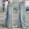 Jeans de Mezclilla para Niñas, Nuevos 2026 Primavera y Otoño Versátiles Casuales Rectos de Pierna Ancha