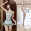 Lingerie Sexy Tamanho Grande Fantasia de Empregada Conjunto Sexy Renda Decote Coração Uniforme Malha Transparente Pijama Sedutor Apertado