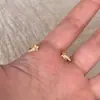 Pendientes de Estrella Dorada Brillante con Circonita Incrustada de Cobre, Nuevo Diseño de Nicho Coreano y Japonés, Versátiles para el Uso Diario