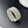 Pulseira de Pérolas Multicamadas Transfronteiriça Fio de Aço Aberto Pulseira Elástica Acessório de Pulso Largo para Mulheres B357