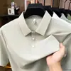 2026 Verano Nueva Camiseta Transpirable para Hombre Color Sólido Casual de Negocios Cuello Polo Manga Corta Delgada Top de Manga Corta