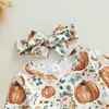 Traje de escalada de una pieza triangular de manga larga para bebé niña con diseño de calabaza trompeta Halloween para bebés niñas