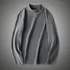 Camiseta interior para hombre de terciopelo alemán con cuello semi-alto, otoño e invierno, forro polar, engrosada, bordada, manga larga, top cálido con cuello