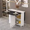 Mesa de jantar dobrável para uso doméstico, adequada para espaços pequenos, móvel com rodas, retangular, ultrafina, mesa de jantar multifuncional para salas de jantar e dormitórios