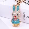 Aleación Año del Conejo Mascota Conejo Incrustado de Diamantes Regalo Llavero de Pareja Colgante Creativo Lindo Fabricante de Yiwu Venta al por Mayor