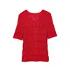 Comercio Exterior Transfronterizo 2026 Primavera Nueva Ropa para Mujer Moda Europea y Americana Calada Cómoda de Punto con Cuello Redondo y Manga Corta Chaqueta 808