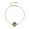 Collar Minimalista Personalizado de Malaquita en Forma de Rombo para Mujer, Nuevo Conjunto de Pulsera de Cadena para Clavícula Simple de Moda