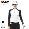 Pgm Golf Manga Longa Feminino Outono e Inverno Novo Alta Elasticidade Quente Camiseta Versátil Emagrecimento Visual Top Feminino de Golfe