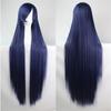 Peluca de anime de color Europa y Estados Unidos, peluca de flequillo de cabello liso de 80 cm de largo para mujer, cubierta de cabeza completa, fibra química, punto de seda de alta temperatura