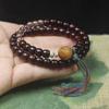 Zambia sándalo rojo sándalo sangre cuentas antiguas pulsera de doble círculo decoración de pulsera cabeza de gato simple pulsera de juego cuentas al por mayor