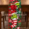 Camino de mesa con tema del Grinch de Navidad transfronterizo Decoración para mesa de comedor Tela Arreglo de escritorio para banquetes festivos Suministro directo desde la fuente