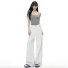 Nuevos jeans blancos de pierna ancha para mujer, tiro alto, adelgazantes, corte recto, corte holgado, versátiles, pantalones de largo hasta el suelo, blancos, largo recortado, Yichun