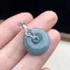 Colgante de Hebilla de Paz de Jade Azul Agua Grado A Natural, Colgante de Jade Estilo Chino para Mujeres, Accesorio de Collar