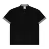 R2426 Retro Americano Pareja Moda Callejera Color Sólido Diseño de Retazos Versátil para Hombre Holgada Cuello Redondo Manga Corta Camiseta