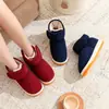 Zapatos de Algodón Cálidos de Felpa Gruesa de Invierno Suela Gruesa Antideslizante Cinta Mágica Cubierta del Talón Botas de Algodón Zapatillas de Algodón con Felpa Adicional para el Hogar para Personas Mayores