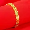 Pulsera de corazón con flor de coche con hebilla de temperamento, chapada en oro, hecha a mano, con corazón de melocotón y flor de coche, hermosa pulsera para el Día de San Valentín