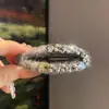 Presilha Oval de Lã Cinza com Strass para Cabelo Feminino, Novo Estilo com Toque de Luxo, Presilha para Franja Lateral, Grampo de Cabelo Fashion, Presilha para Cabelos Soltos