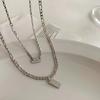 Collar Apilado Simple Gris de 85 Grados para Mujer 2021 Nueva Moda Letra Nicho Distintivo Colgante Clavícula