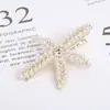 Pinza para el pelo de mujer Nueva Pinza para el pelo de estrella de mar con pedrería y perla Dulce Moda Clip para flequillo parte trasera de la cabeza lateral Accesorios para el cabello Mujer
